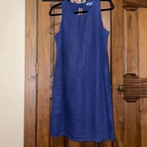Tommy Bahama Navy linen sundress with frayed hem. Sleeveless Sz Small Petite